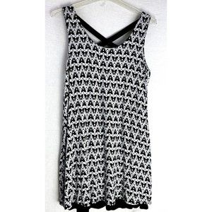 Dept. 222 Women's  Tank Dress Geometric Cross Cross Back Detail.  Black White XL
